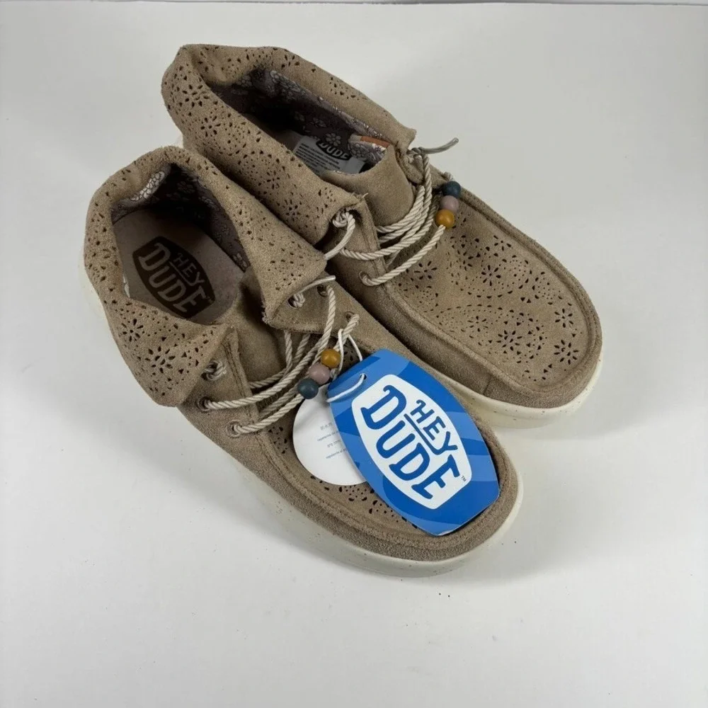 Hey Dude Wendy Peak Fold Boot Suede‎ Women's US 9 Brown Moc Toe Platform Booties